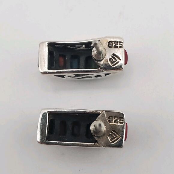 Silpada 925 Sterling Silver Multi Color Rainbow Filigree Post Earrings P0982 - Picture 5 of 6